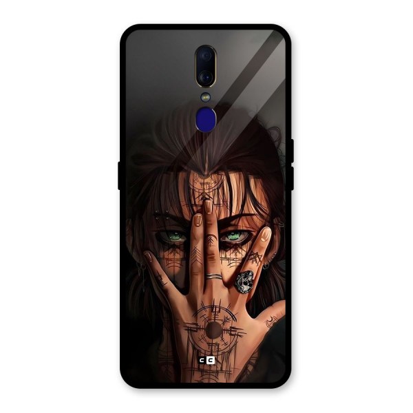 Eren Yeager Illustration Glass Back Case for Oppo F11