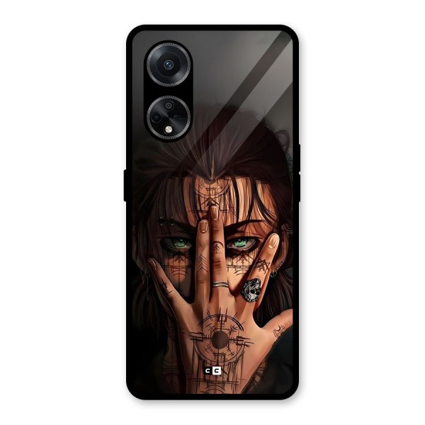 Eren Yeager Illustration Glass Back Case for Oppo F23