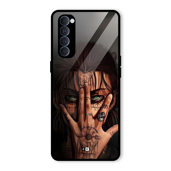 Eren Yeager Illustration Glass Back Case for Oppo Reno4 Pro