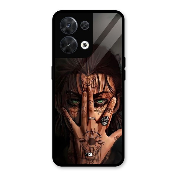 Eren Yeager Illustration Glass Back Case for Oppo Reno8 5G