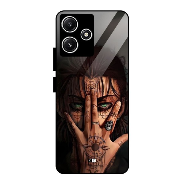 Eren Yeager Illustration Glass Back Case for Poco M6 Pro