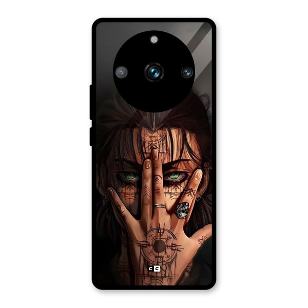 Eren Yeager Illustration Glass Back Case for Realme 11 Pro