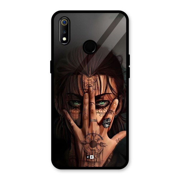 Eren Yeager Illustration Glass Back Case for Realme 3i