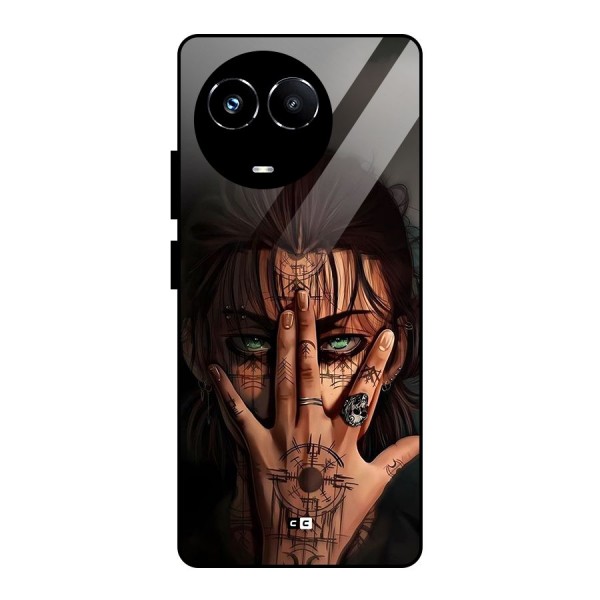 Eren Yeager Illustration Glass Back Case for Realme Narzo 60X