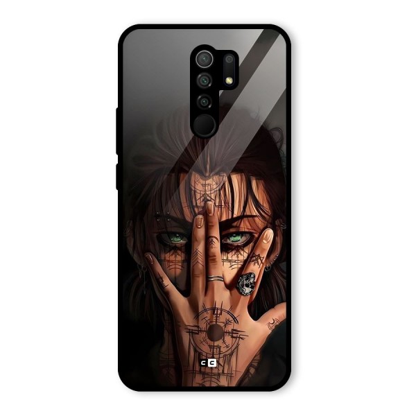 Eren Yeager Illustration Glass Back Case for Redmi 9 Prime