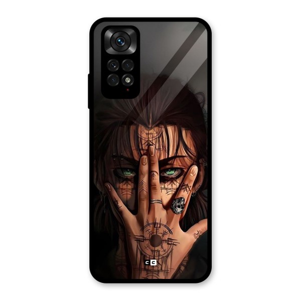 Eren Yeager Illustration Glass Back Case for Redmi Note 11S