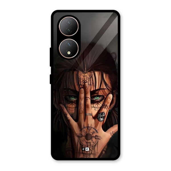 Eren Yeager Illustration Glass Back Case for Vivo T2