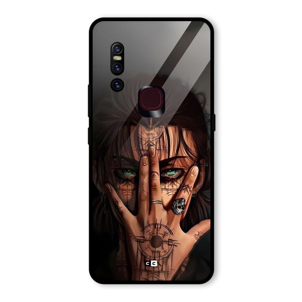 Eren Yeager Illustration Glass Back Case for Vivo V15