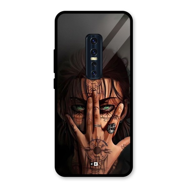 Eren Yeager Illustration Glass Back Case for Vivo V17 Pro