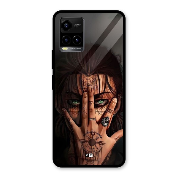 Eren Yeager Illustration Glass Back Case for Vivo Y21A