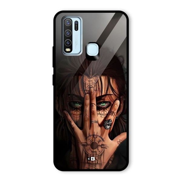 Eren Yeager Illustration Glass Back Case for Vivo Y50