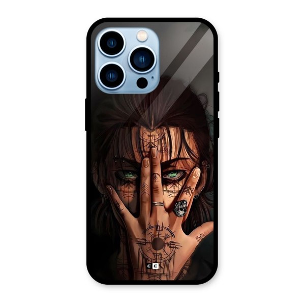 Eren Yeager Illustration Glass Back Case for iPhone 13 Pro