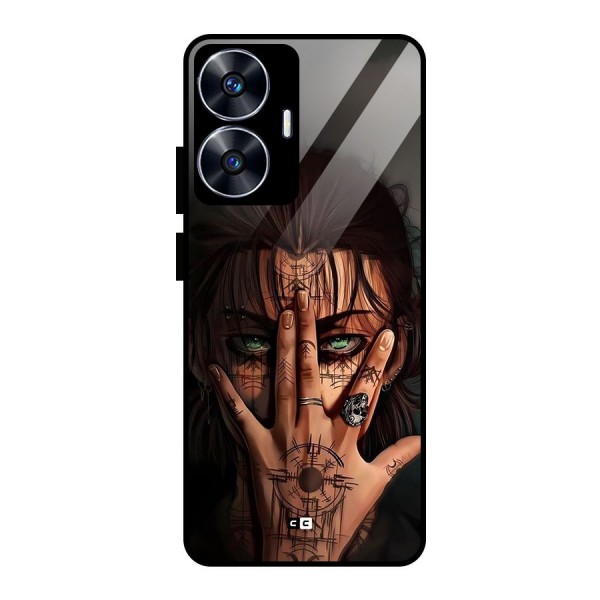 Eren Yeager Illustration Glass Back Case for realme C55