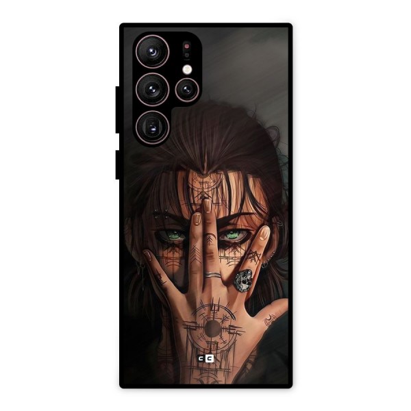 Eren Yeager Illustration Metal Back Case for Galaxy S22 Ultra 5G