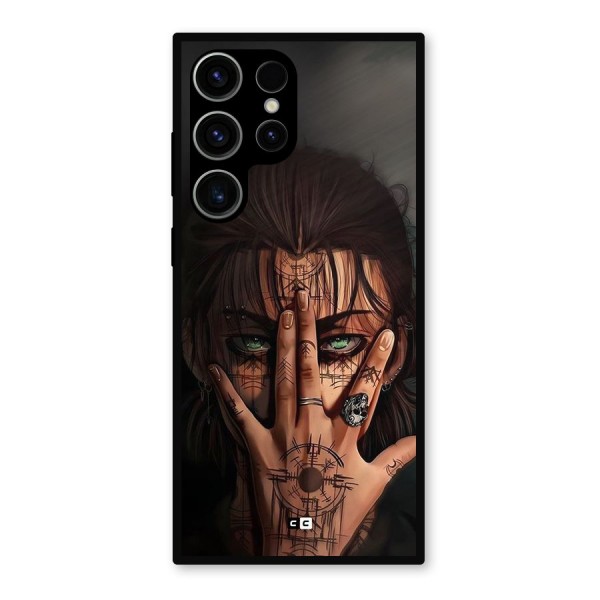 Eren Yeager Illustration Metal Back Case for Galaxy S23 Ultra