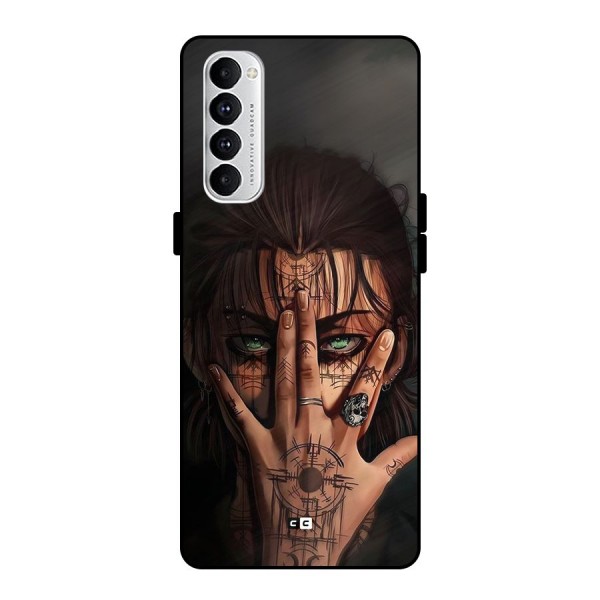 Eren Yeager Illustration Metal Back Case for Oppo Reno4 Pro