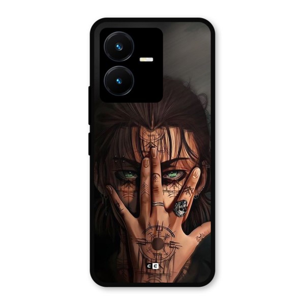 Eren Yeager Illustration Metal Back Case for Vivo Y22s