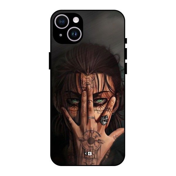 Eren Yeager Illustration Metal Back Case for iPhone 14 Plus