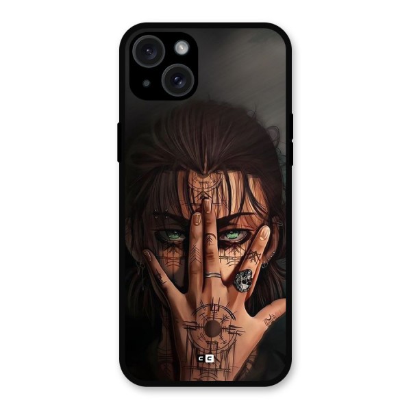 Eren Yeager Illustration Metal Back Case for iPhone 15 Plus
