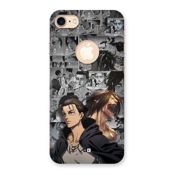 Eren Yeager Manga Back Case for iPhone 8 Logo Cut