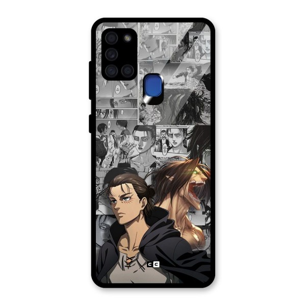 Eren Yeager Manga Glass Back Case for Galaxy A21s