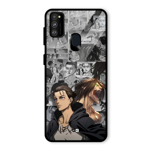 Eren Yeager Manga Glass Back Case for Galaxy M21