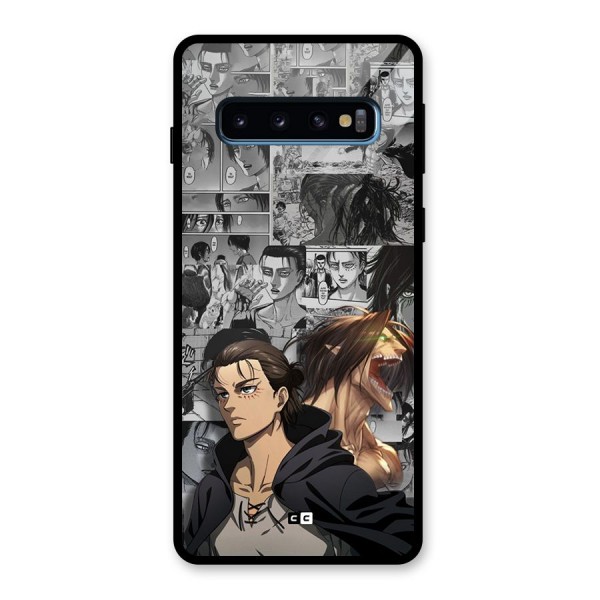 Eren Yeager Manga Glass Back Case for Galaxy S10