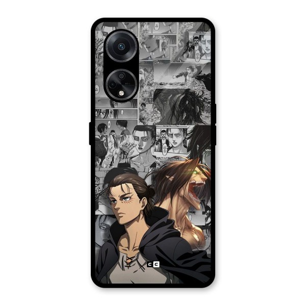 Eren Yeager Manga Glass Back Case for Oppo F23