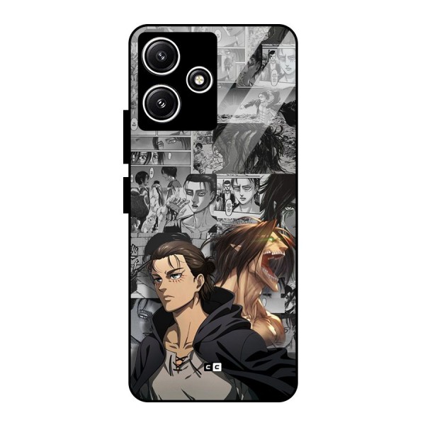 Eren Yeager Manga Glass Back Case for Poco M6 Pro