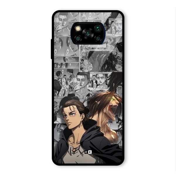 Eren Yeager Manga Glass Back Case for Poco X3 Pro