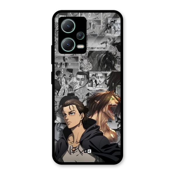 Eren Yeager Manga Glass Back Case for Poco X5