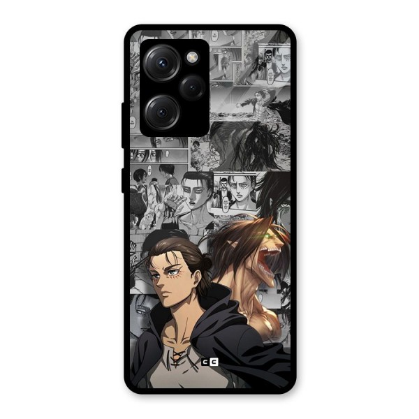 Eren Yeager Manga Glass Back Case for Poco X5 Pro