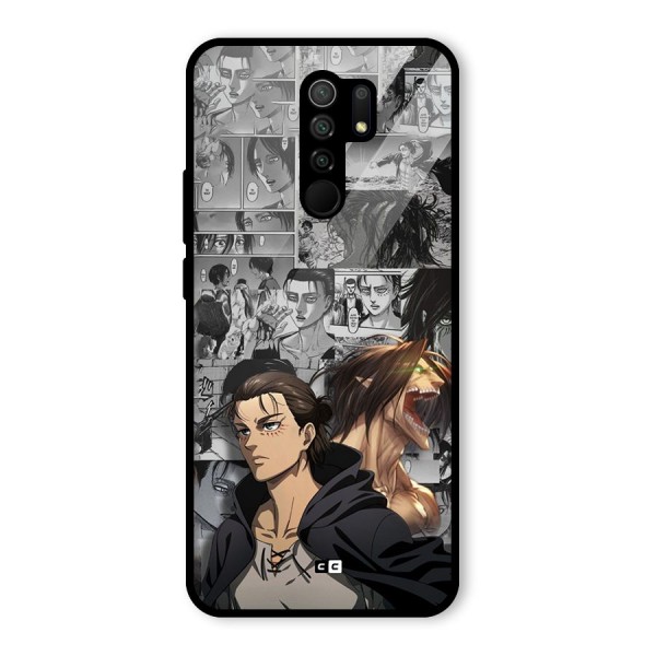 Eren Yeager Manga Glass Back Case for Redmi 9 Prime