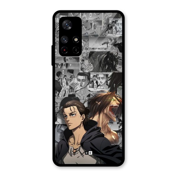 Eren Yeager Manga Glass Back Case for Redmi Note 11T 5G