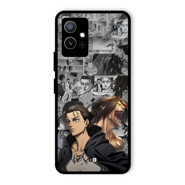 Eren Yeager Manga Glass Back Case for Vivo T1 5G