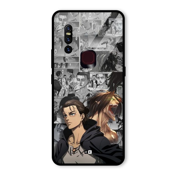 Eren Yeager Manga Glass Back Case for Vivo V15