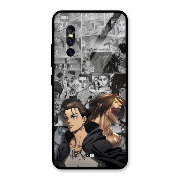 Eren Yeager Manga Glass Back Case for Vivo V15 Pro