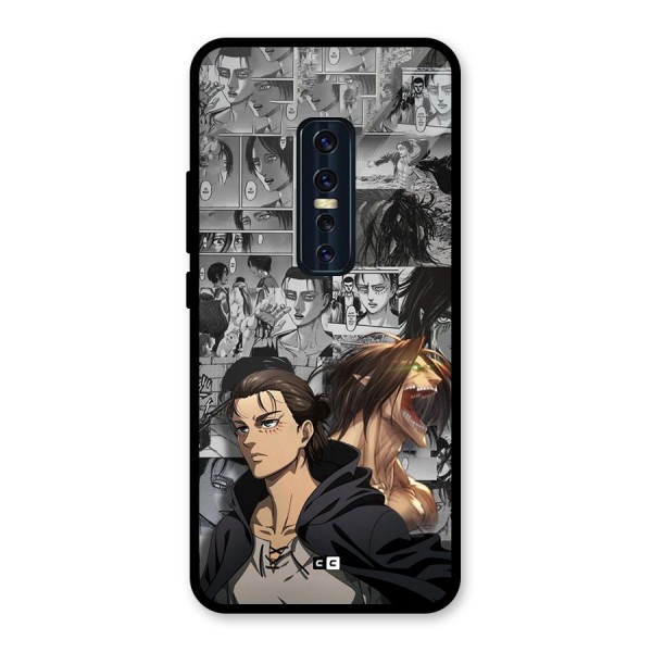 Eren Yeager Manga Glass Back Case for Vivo V17 Pro