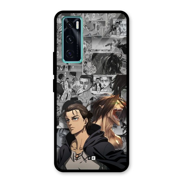 Eren Yeager Manga Glass Back Case for Vivo V20 SE