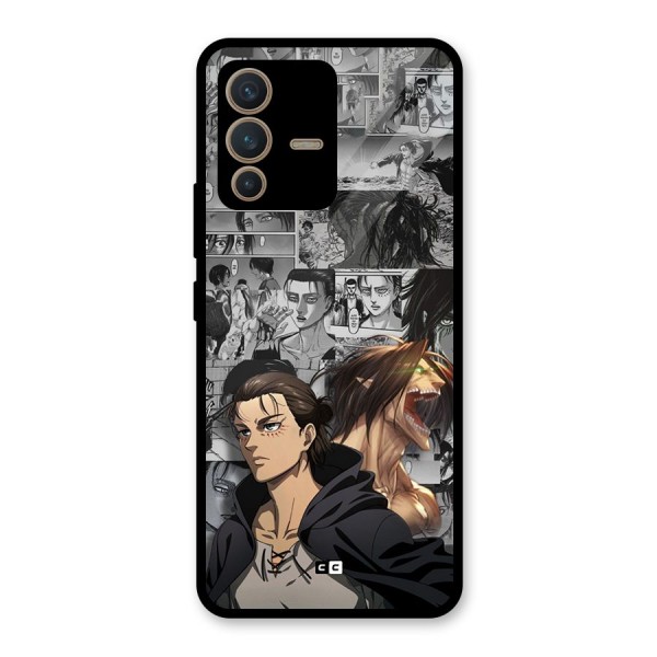 Eren Yeager Manga Glass Back Case for Vivo V23 5G