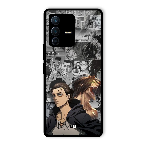 Eren Yeager Manga Glass Back Case for Vivo V23 Pro