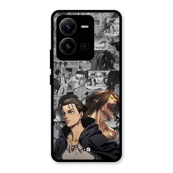 Eren Yeager Manga Glass Back Case for Vivo V25