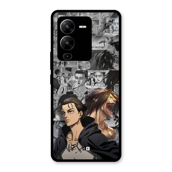 Eren Yeager Manga Glass Back Case for Vivo V25 Pro