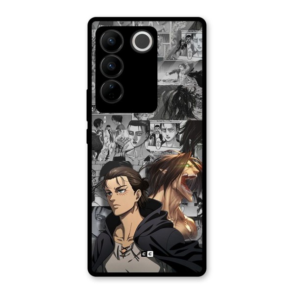 Eren Yeager Manga Glass Back Case for Vivo V27