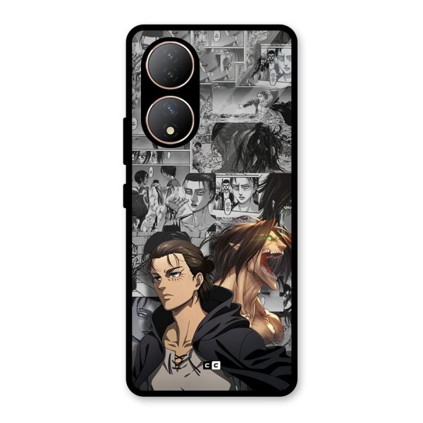 Eren Yeager Manga Glass Back Case for Vivo Y100A