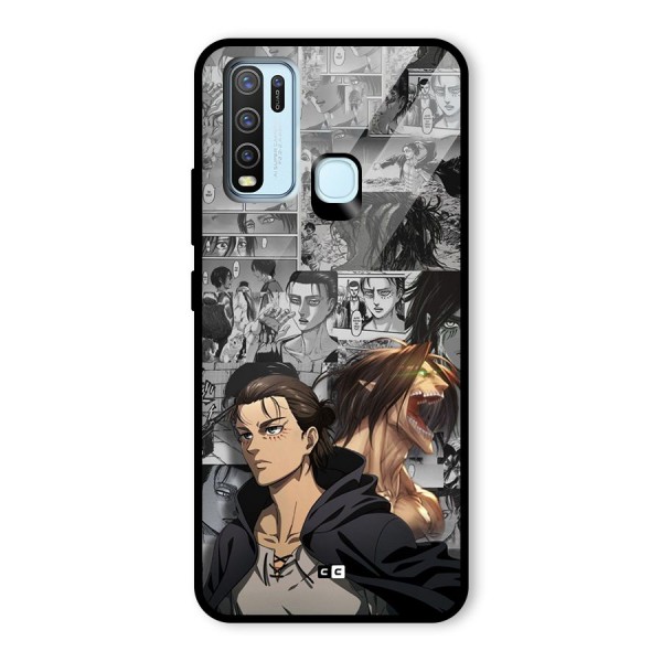 Eren Yeager Manga Glass Back Case for Vivo Y50