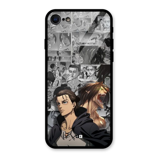 Eren Yeager Manga Glass Back Case for iPhone 8