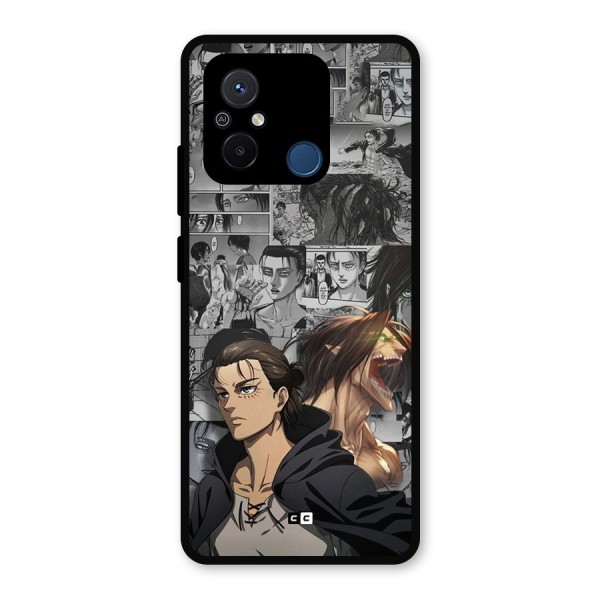 Eren Yeager Manga Metal Back Case for Poco C55