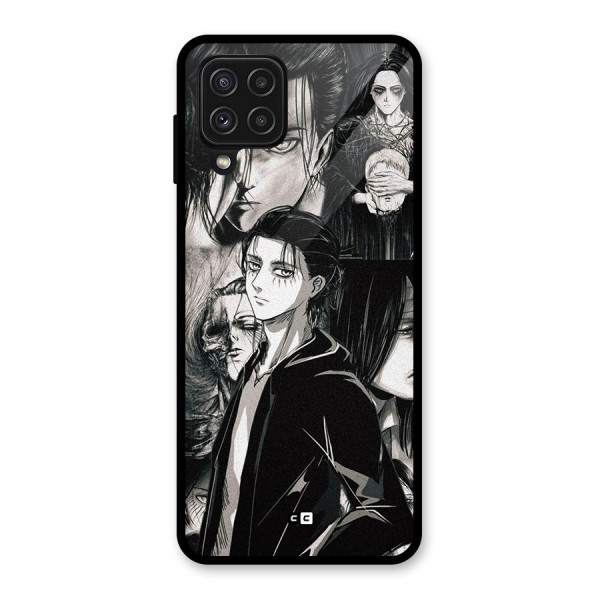 Eren Yeager Titan Glass Back Case for Galaxy A22 4G