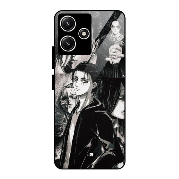 Eren Yeager Titan Glass Back Case for Poco M6 Pro